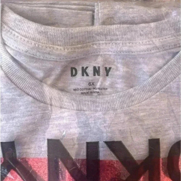 DKNY Girls' Fashion Long Sleeve T-Shirt  Gray Pink Sparking size 5t and Size 6x - Picture 4 of 12